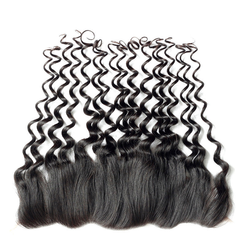 Raw Hair Lace Frontal 13X4 Inch Deep Wave Preplucked Natural Color | Lonohair
