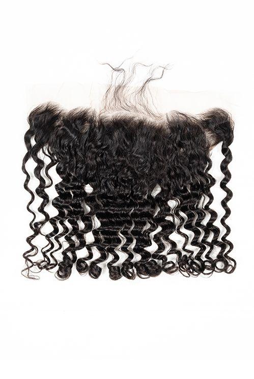 Raw Hair Lace Frontal 13X4 Inch Deep Wave Preplucked Natural Color | Lonohair