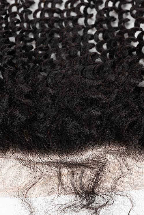 Raw Hair Lace Frontal 13X4 Inch Deep Curly Preplucked Natural Color | Lonohair