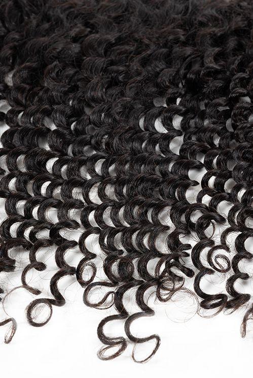 Raw Hair Lace Frontal 13X4 Inch Deep Curly Preplucked Natural Color | Lonohair