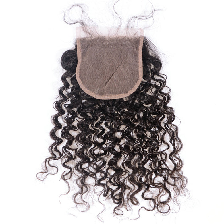 Raw Hair Lace Closure 5X5 Inch Deep Curly Preplucked Natural Color | Lonohair