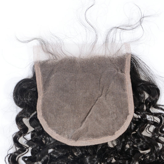 Raw Hair Lace Closure 5X5 Inch Deep Curly Preplucked Natural Color | Lonohair