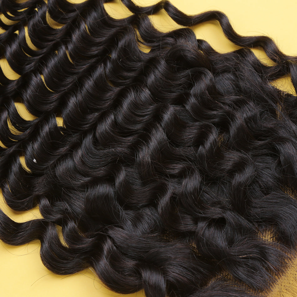 Lace Closure 6X6 Inch Deep Wave Preplucked Natural Color | Lonohair