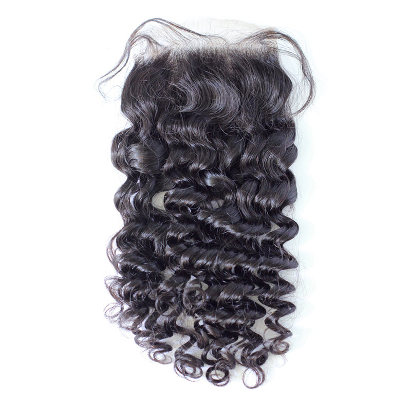 Raw Hair Lace Closure 4X4 Inch Deep Wave Natural Color | Lonohair