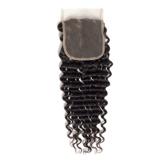 Raw Hair Lace Closure 5X5 Inch Deep Wave Preplucked Natural Color | Lonohair