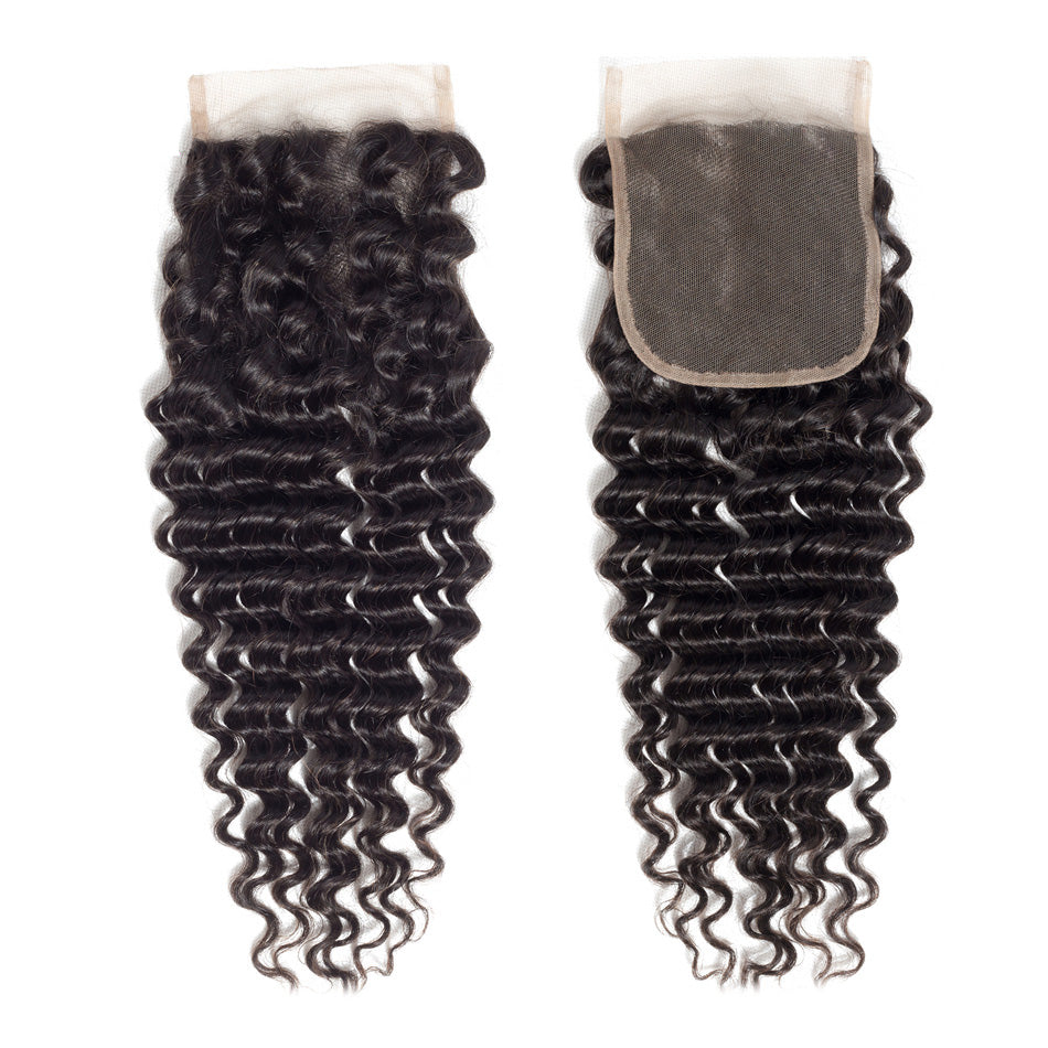 Raw Hair Lace Closure 5X5 Inch Deep Wave Preplucked Natural Color | Lonohair