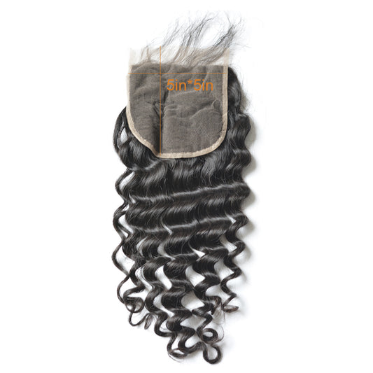 Raw Hair Lace Closure 5X5 Inch Loose Deep Wave Preplucked Natural Color | Lonohair