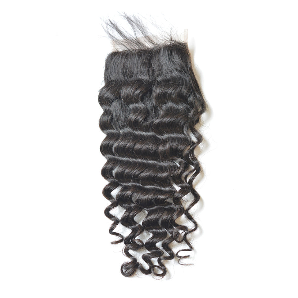 Raw Hair Lace Closure 5X5 Inch Loose Deep Wave Preplucked Natural Color | Lonohair