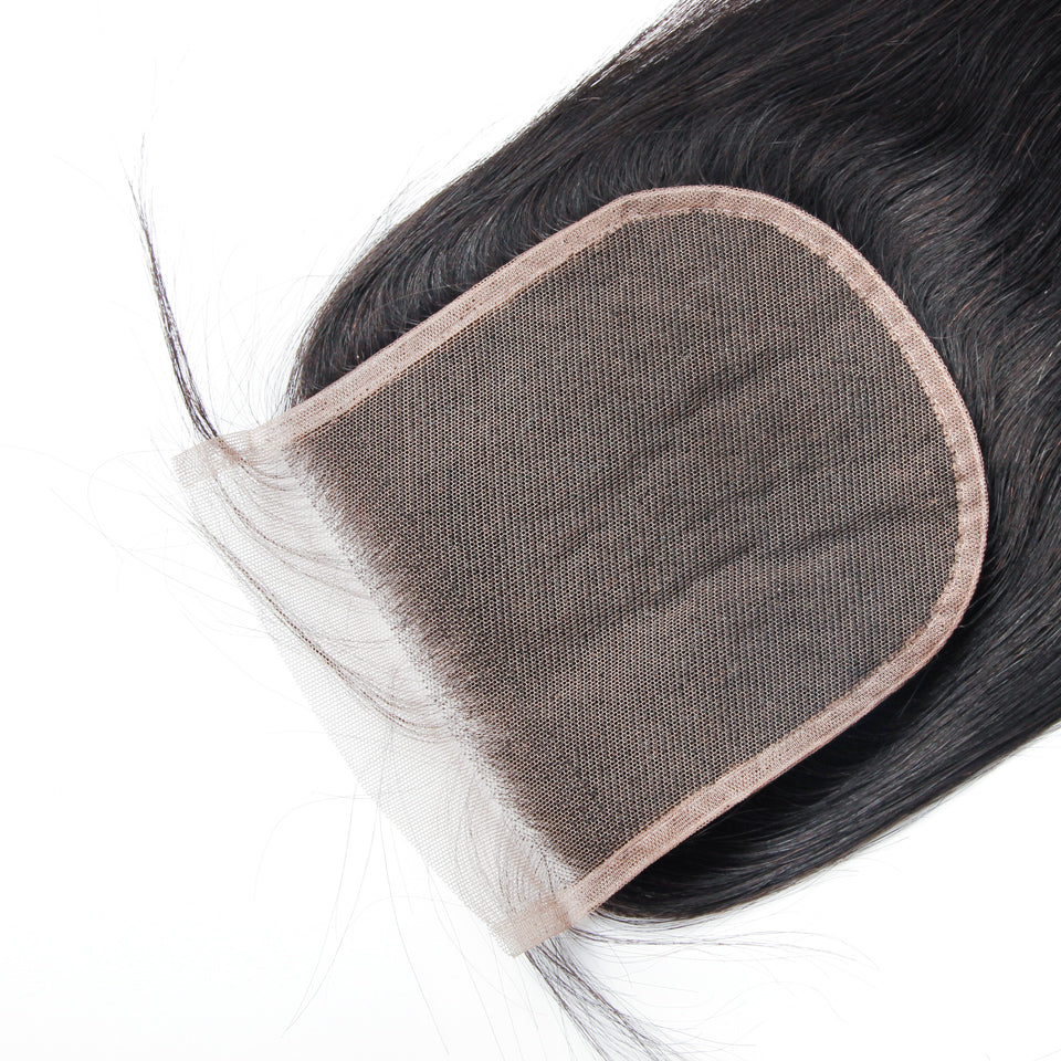 Raw Hair Lace Closure 5X5 Inch Silky Straight Preplucked Natural Color | Lonohair