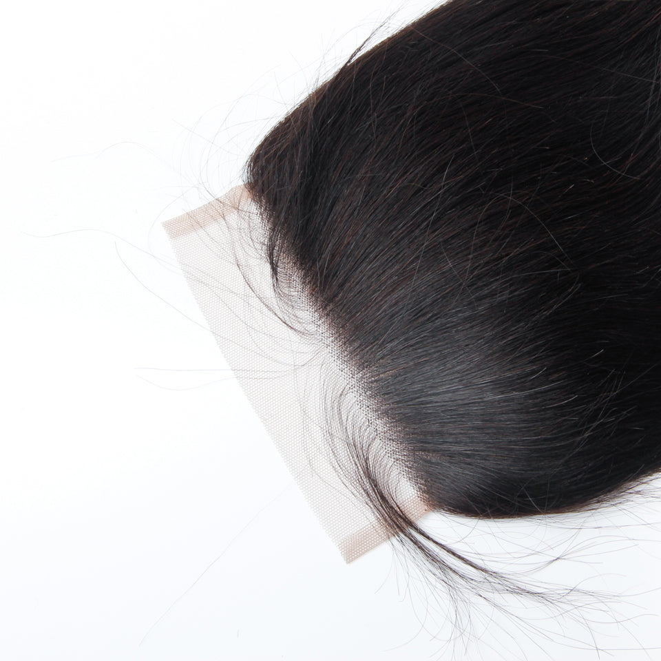 Raw Hair Lace Closure 5X5 Inch Silky Straight Preplucked Natural Color | Lonohair