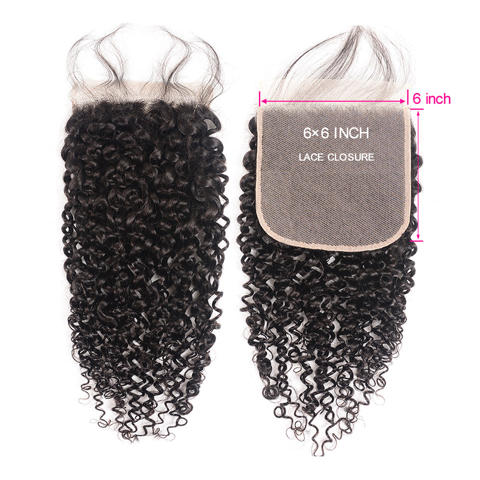 Lace Closure 6X6 Inch Deep Curly Preplucked Natural Color | Lonohair