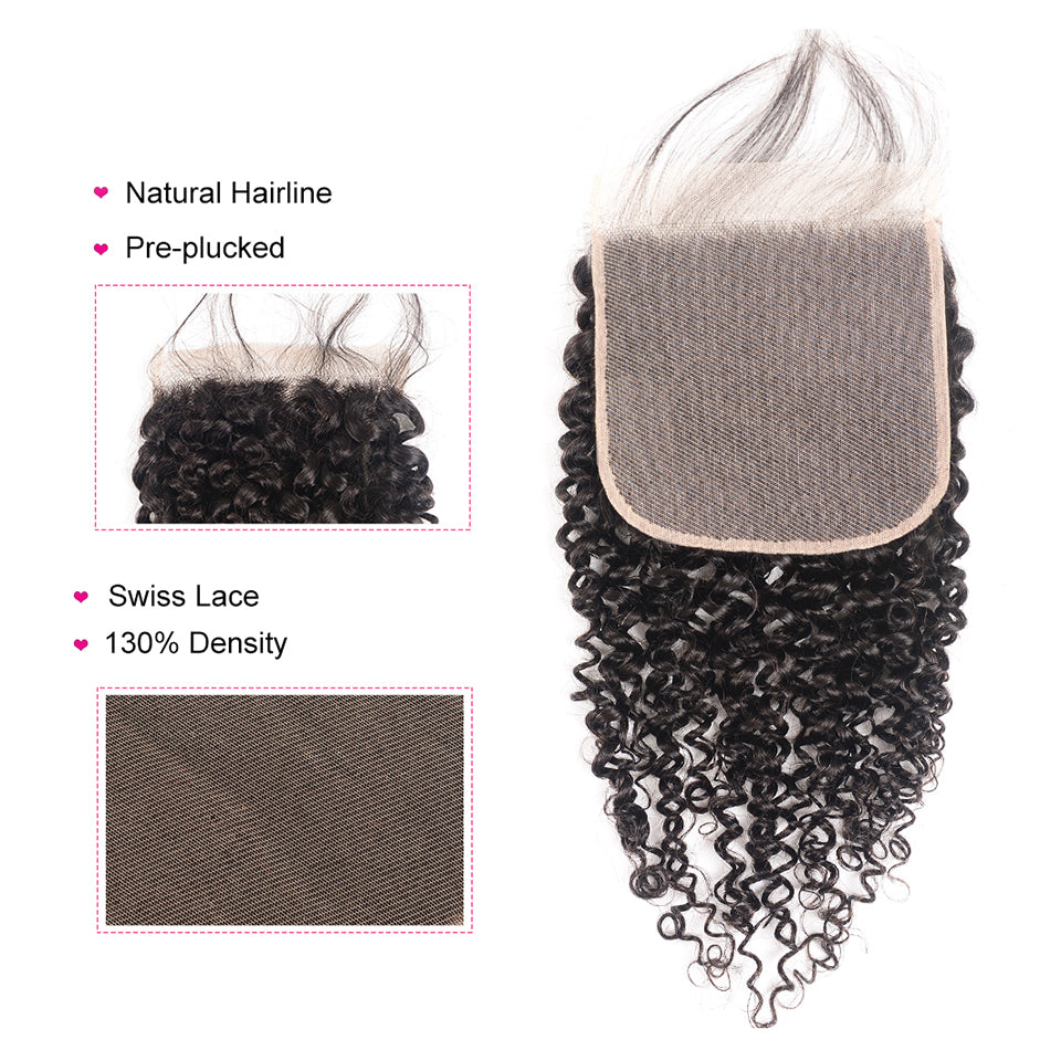 Lace Closure 6X6 Inch Deep Curly Preplucked Natural Color | Lonohair