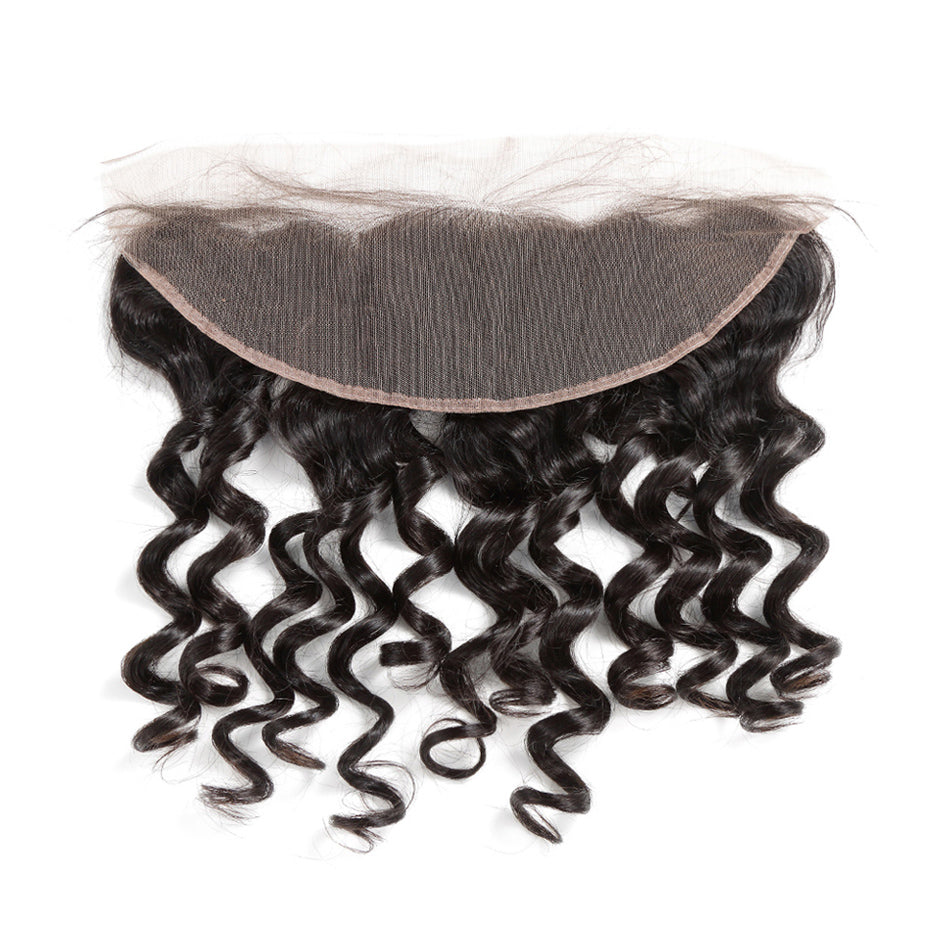 Raw Hair Lace Frontal 13X4 Inch Loose Deep Wave Preplucked Natural Color | Lonohair