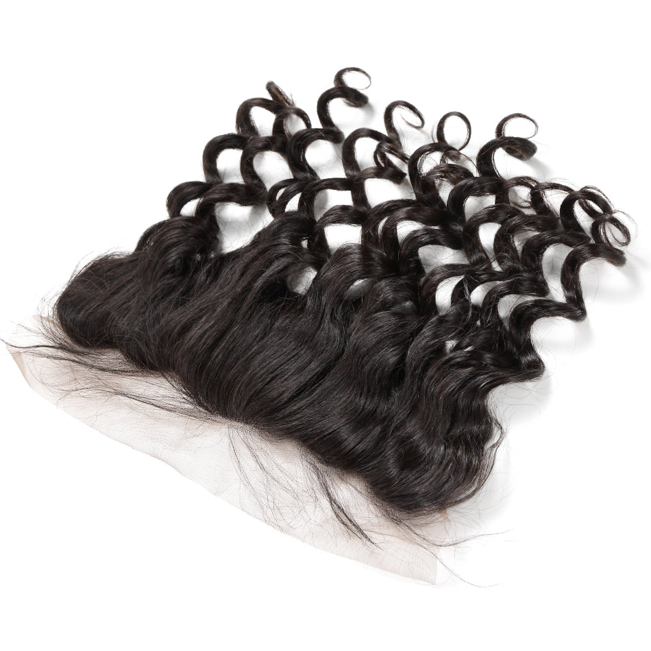 Raw Hair Lace Frontal 13X4 Inch Loose Deep Wave Preplucked Natural Color | Lonohair