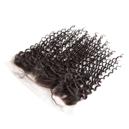 Raw Hair Lace Frontal 13X4 Inch Deep Curly Preplucked Natural Color | Lonohair