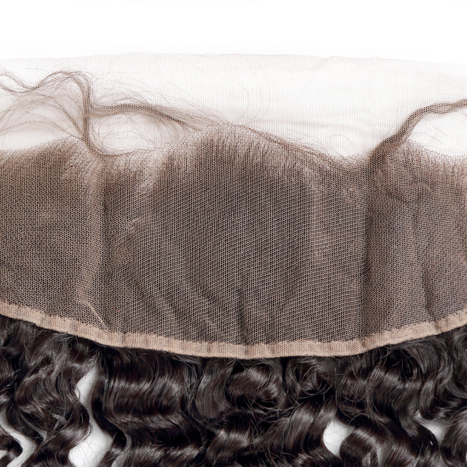 Raw Hair Lace Frontal 13X4 Inch Deep Curly Preplucked Natural Color | Lonohair