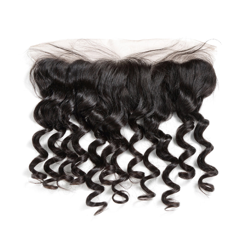 Raw Hair Lace Frontal 13X4 Inch Loose Deep Wave Preplucked Natural Color | Lonohair